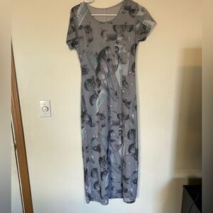 Millennium/2000's all over print Y2K mesh maxi dress